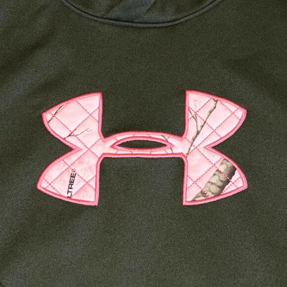 Under Armour Storm Realtree Hoodie Women's L | Green & Pink | Sweatshirt | EUC - Picture 3 of 9
